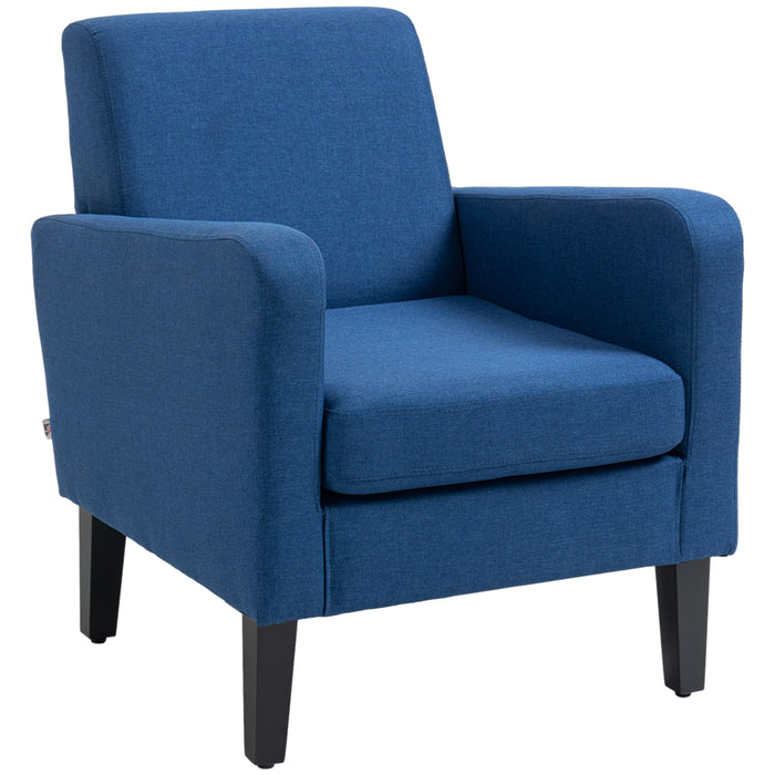 Modern Accent Chair, Occasional Chair with Rubber Wood Legs for Living Room, Bedroom, Blue