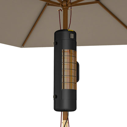 Electric Umbrella Parasol Mounted Patio Heater for 25-70 mm Poles, 2000 W Outdoor Garden Heater with 2 Heat Setting, 6 ㎡ Coverage, Tip-Over Protection, Black