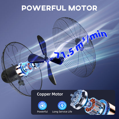 Metal Pedestal Fan with Oscillating, Adjustable Height, Timer