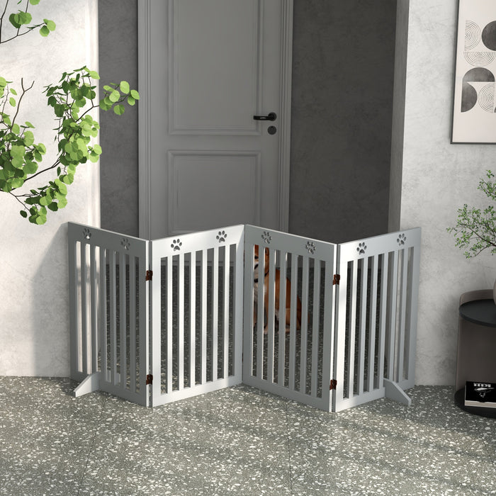 Pet Gate Foldable Fence Freestanding Dog Barrier w/ Support Feet Grey