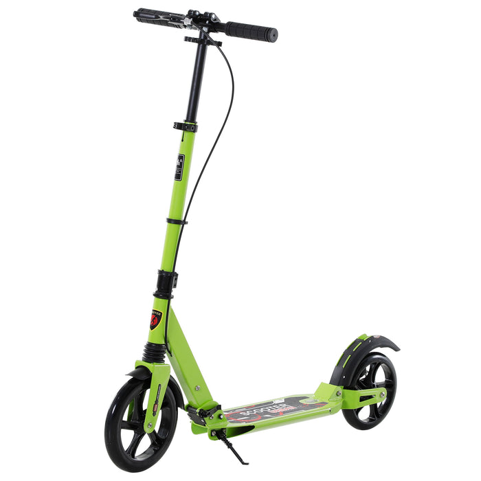 Teens Adult Kick Scooter Fold Adjust 14+ w/ Dual Brake System Green