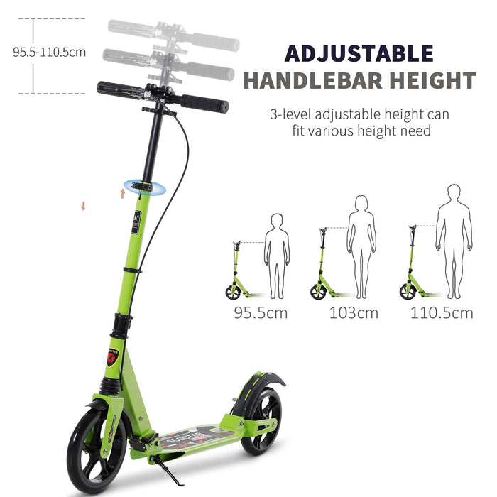 Teens Adult Kick Scooter Fold Adjust 14+ w/ Dual Brake System Green