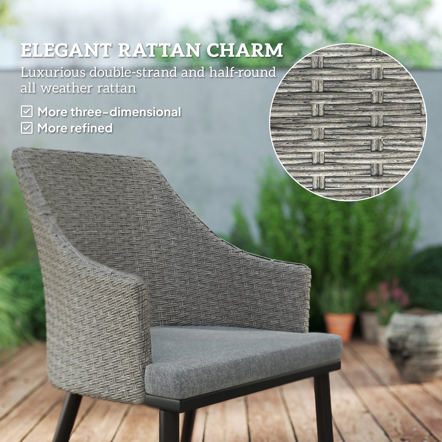 6 Seater Garden Furniture with Cushions, Parasol Hole, Grey