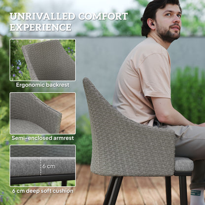 6 Seater Garden Furniture with Cushions, Parasol Hole, Grey