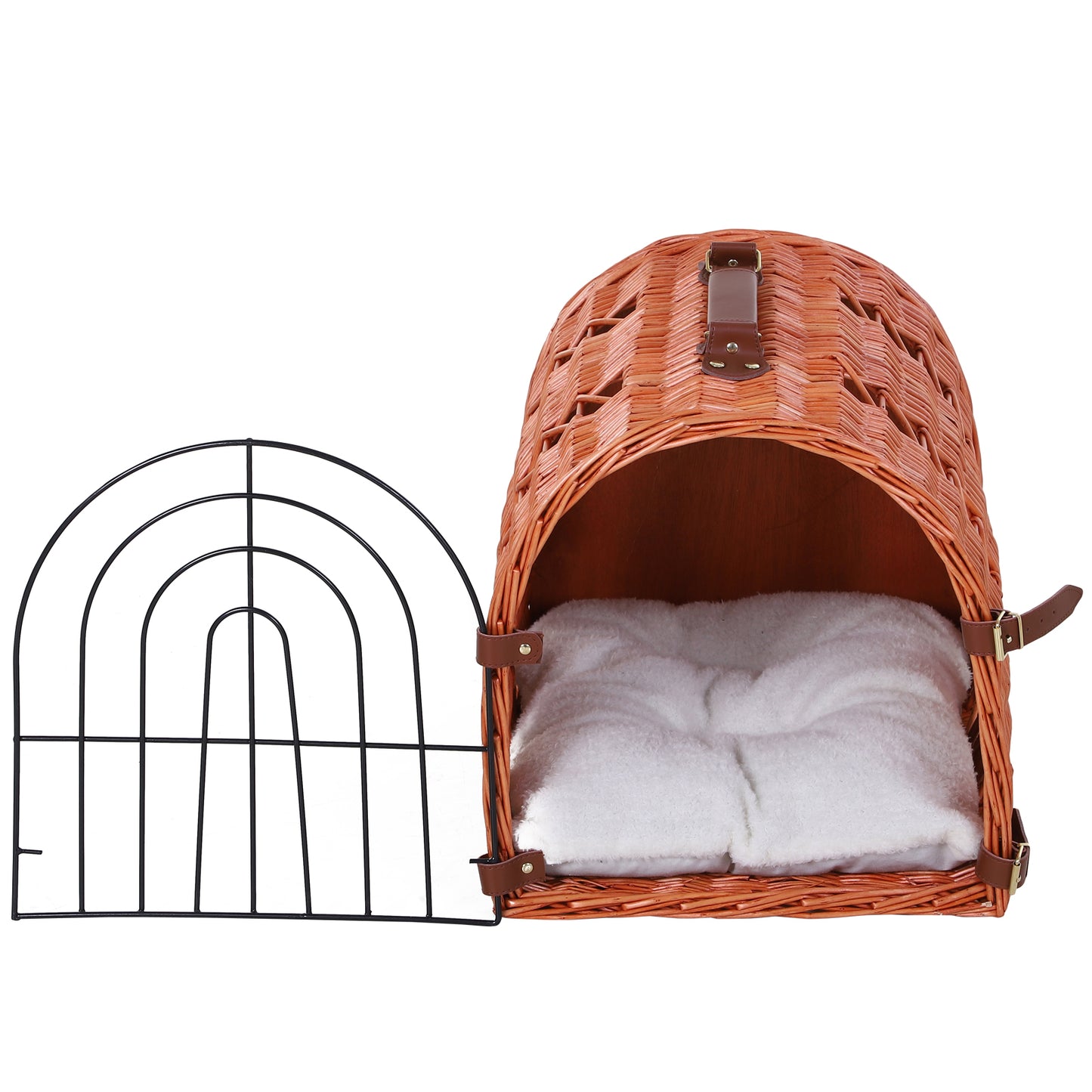 Cats Medium Portable Wicker Pet Travel Carrier Natural Tone