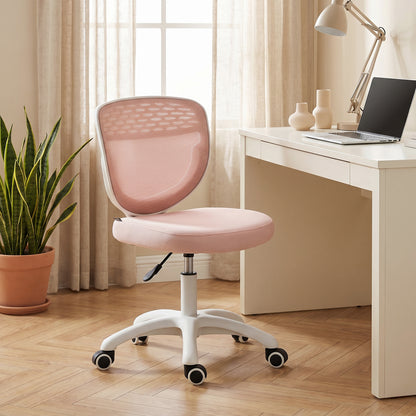 Armless Office Chair with Mesh Back, Pink