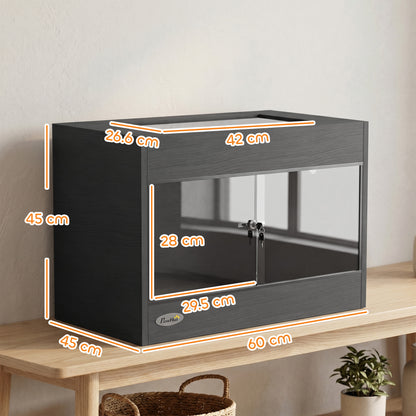 Reptile Vivarium with Sliding Glass Doors and Top Ventilation, Black