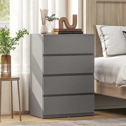 Bedroom Chest of Drawers, 4 Drawers Dresser, Drawer Unit, Grey