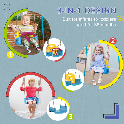3 in 1 Kids Swing Seat, Adjustable Toddler Swing Chair, Light Blue
