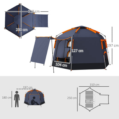 2-4 Person Tent, Instant Pop Up Camping Tent, Dark Grey