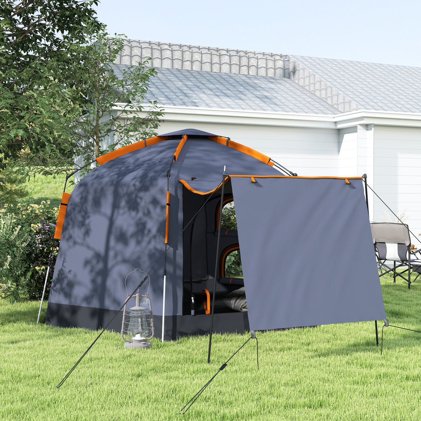 2-4 Person Tent, Instant Pop Up Camping Tent, Dark Grey