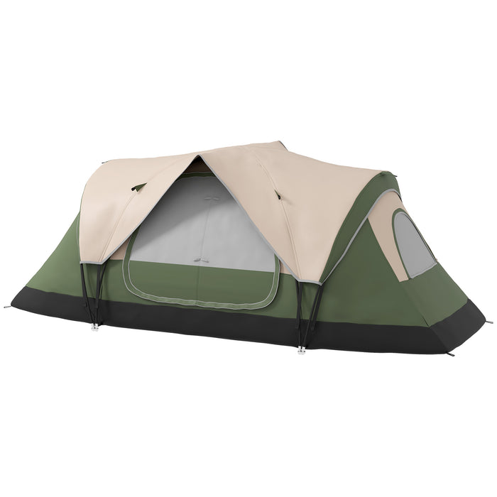 Camping Tent for 6-8 Man with 2000mm Waterproof Rainfly and Carry Bag for Fishing Hiking Festival, Green