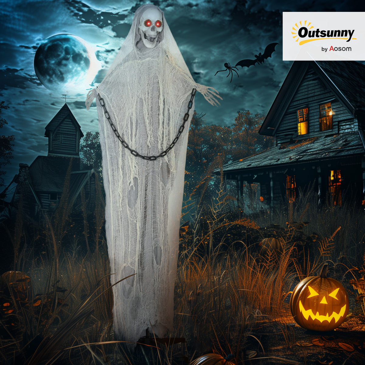 183 cm Life Size Scary Halloween Decorations, Battery Operated