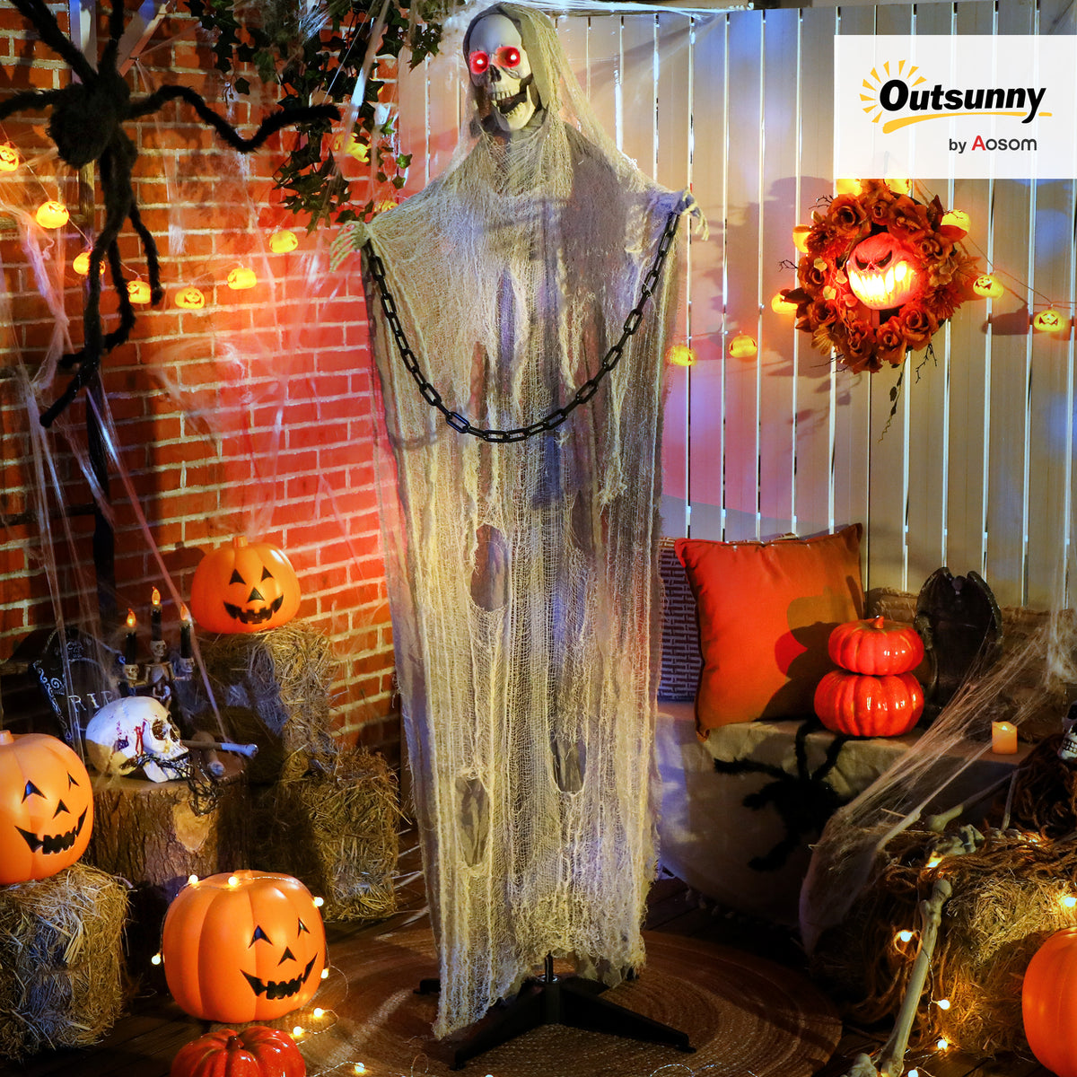 183 cm Life Size Scary Halloween Decorations, Battery Operated