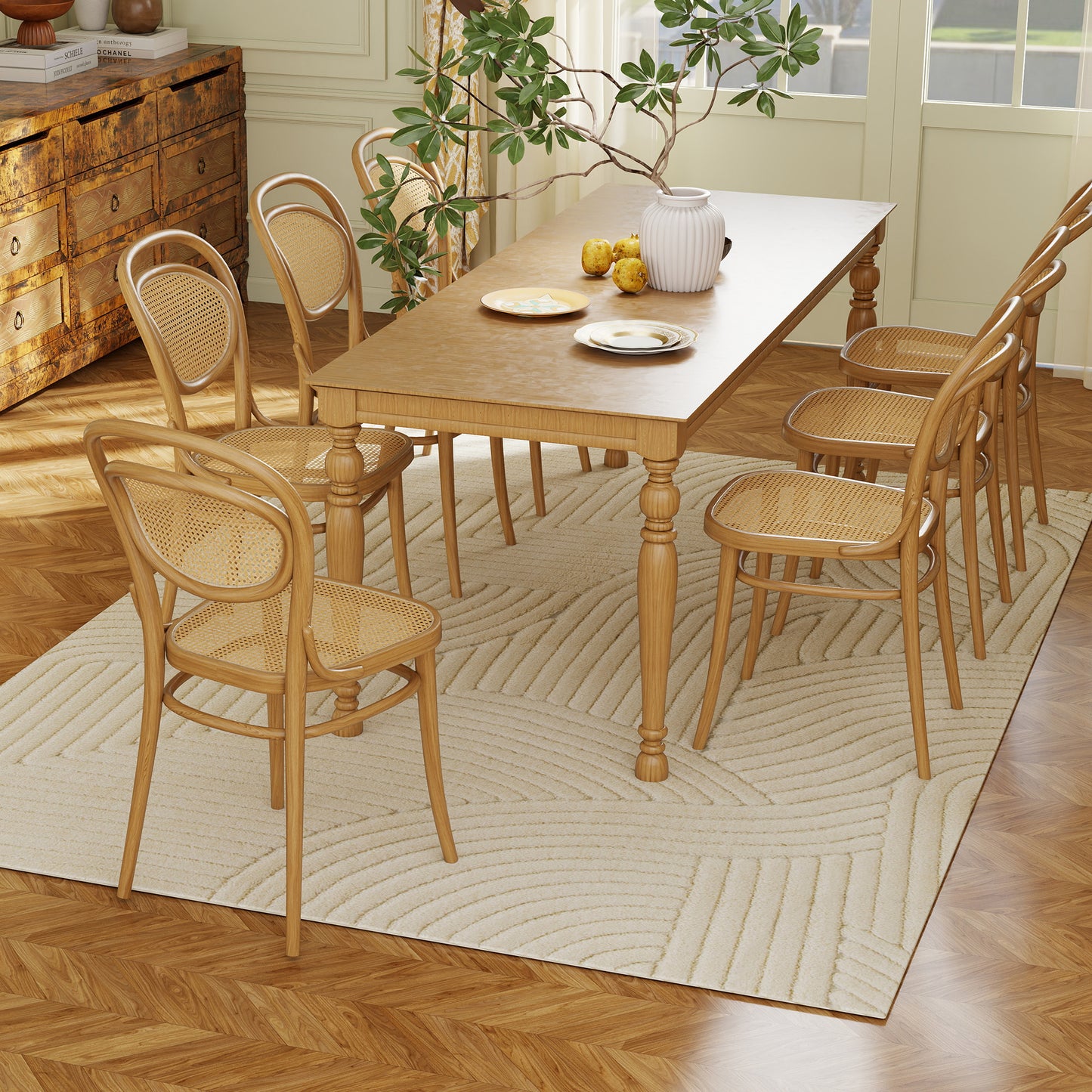 Modern Geometric Rug, Thick & Plush, Non-Slip, 230 x 160 cm – Cream