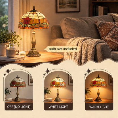 Handcrafted Stained Glass Table Lamp (E27 Bulb Not Included) - Red