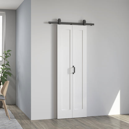 70cm Modern Sliding Door Set Kit with Carbon Steel Rail, Opaque Home Decoration, DIY Office Style, White