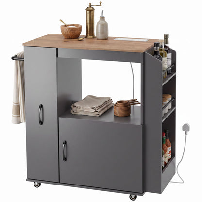Kitchen Trolley on Wheels, Rolling Kitchen Cart with Power Outlet
