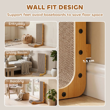 Cat Scratching Board Wall Mounted 57.5H cm Brown