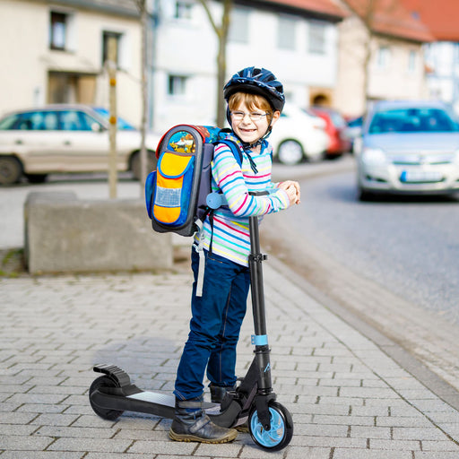 Folding Electric Scooter with Rear Wheel Brake, Sky Blue