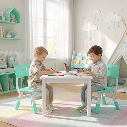 Set of 2 Height-Adjustable Kids' Desk Chairs - Green & White