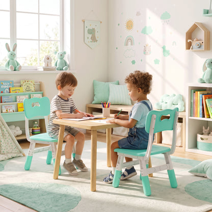 Set of 2 Height-Adjustable Kids' Desk Chairs - Green & White