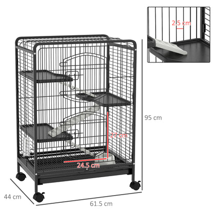 4-Level Small Animal Cage with Ramps (Not for Rats, Hamsters or Guinea Pigs) - Black