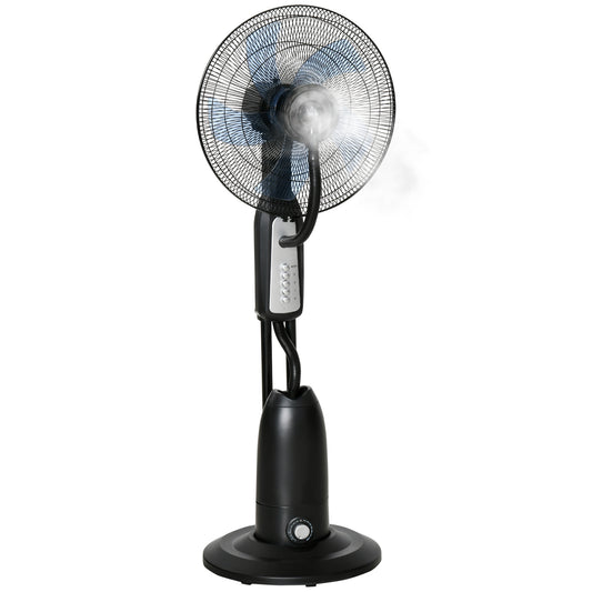 18" Pedestal Fan with Water Mist Spray Standing Fan, 2.8L Tank Black