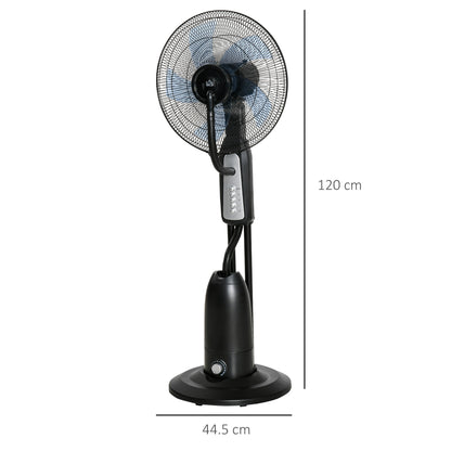 18" Pedestal Fan with Water Mist Spray Standing Fan, 2.8L Tank Black