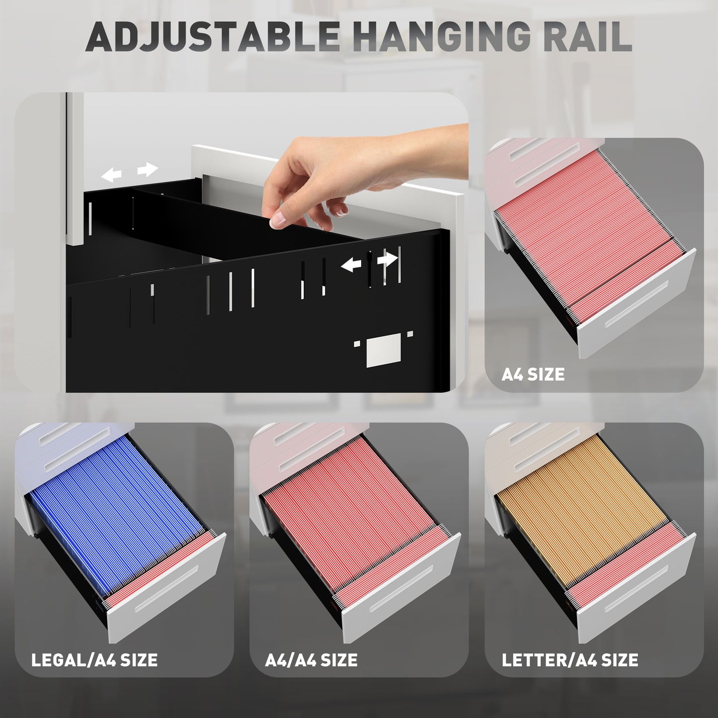 Lockable Mobile Filing Cabinet w/ 3 Drawers 39 x 48 x 60 cm White