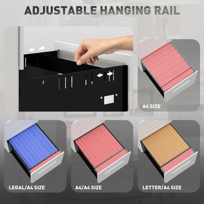 Lockable Mobile Filing Cabinet w/ 3 Drawers 39 x 48 x 60 cm White