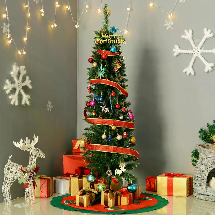 1.5m Artificial Christmas Pine Tree W/Plastic Stand-Green