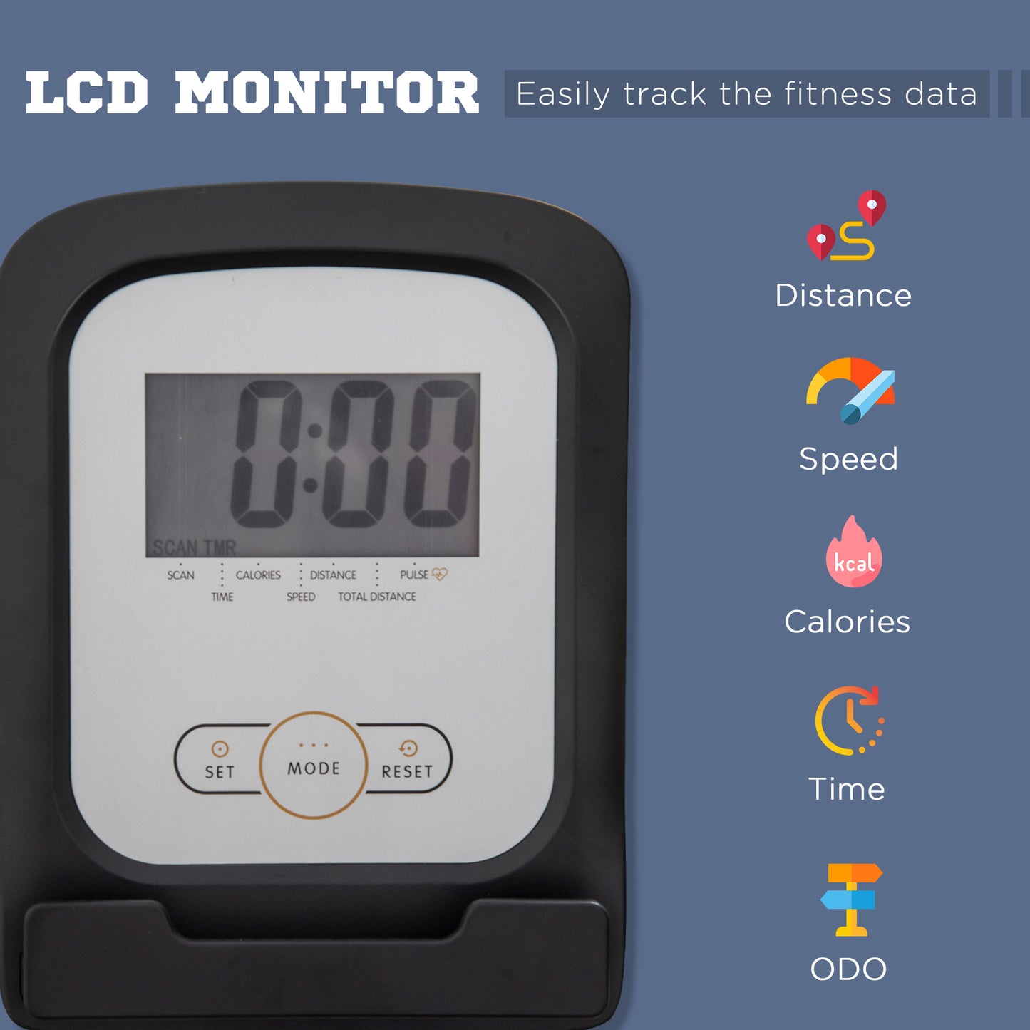 Exercise Bike with LCD Display, Quiet 8-Level Magnetic Resistance