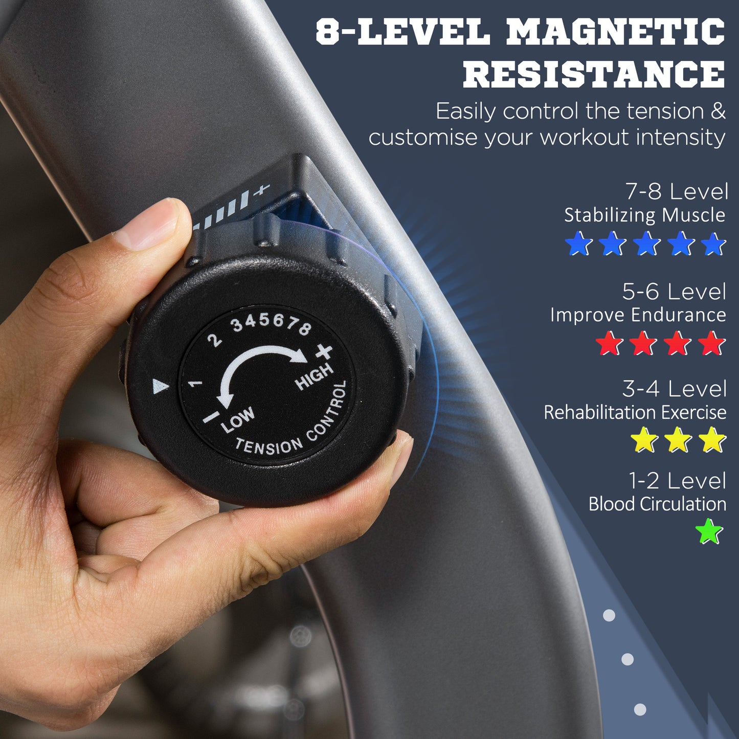 Exercise Bike with LCD Display, Quiet 8-Level Magnetic Resistance