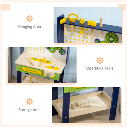 Tool Bench for Kids, Wooden Workbench w/ 27 Pieces 55 x 30 x 78 cm