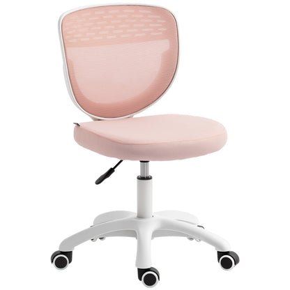 Armless Office Chair with Mesh Back, Pink