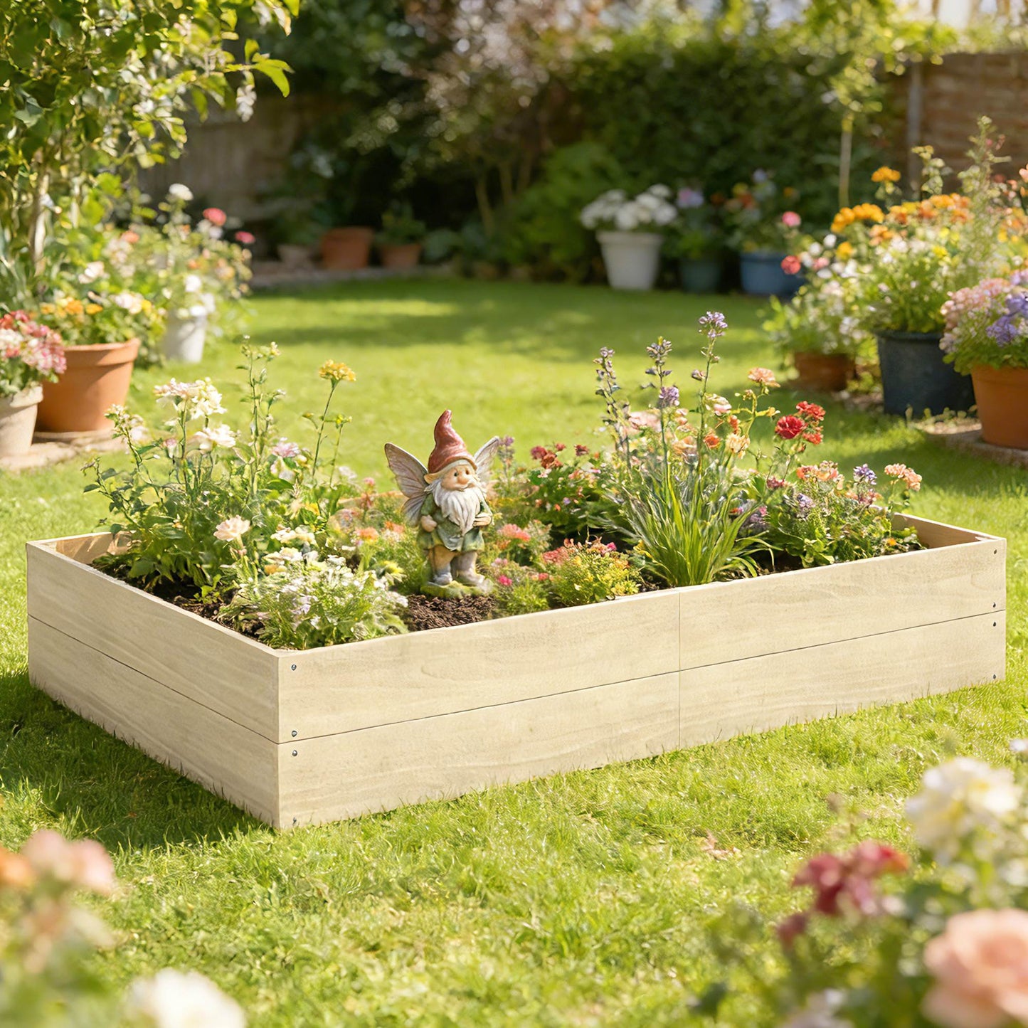 Wooden Raised Bed for Garden, 620L Extra Large Raised Garden Bed