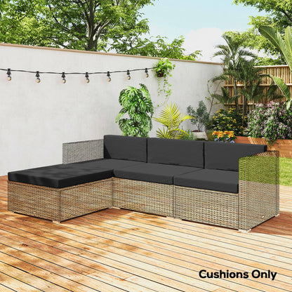7-Piece Patio Furniture Cushions Water-Repellent 60x60cm, Black