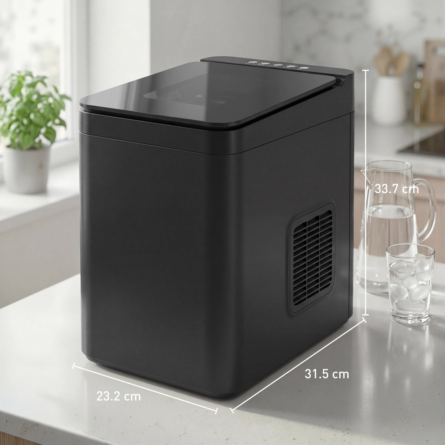 Countertop Ice Maker Machine Compact Ice Cube Maker with Scoop Black
