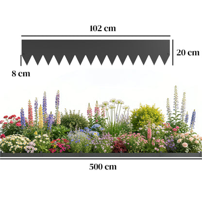 5pcs Garden Fence, No Dig Metal Outdoor Picket Fence Panels, Black