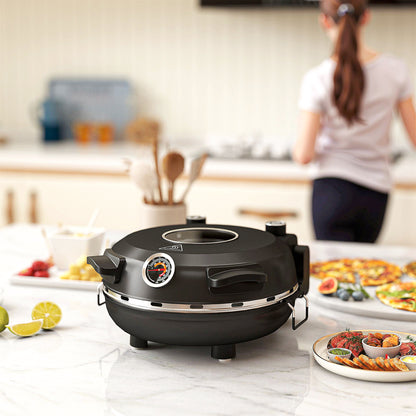 1200W Pizza Oven, Pizza Maker, 5-Min Crisp, Dual Knob Control, Black