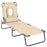 Sun Lounger Foldable Reclining Chair with Pillow and Reading Hole Garden Beach Outdoor Recliner Adjustable Beige