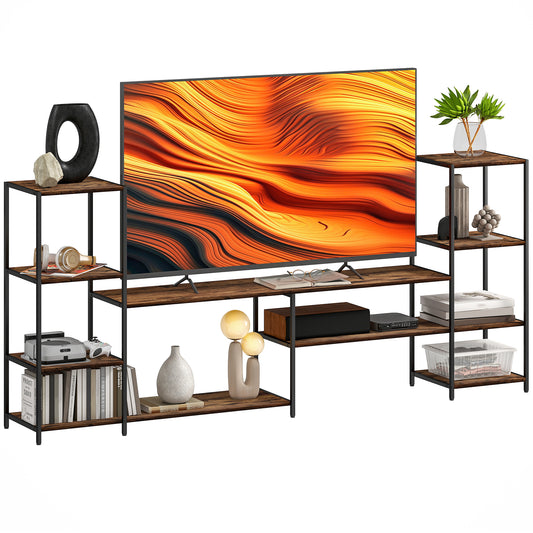 TV Unit for TVs up to 60 Inches, Industrial TV Stand with Shelves