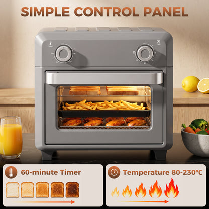 1000W 10L Air Fryer Oven with Adjustable Temperature and 60-Minute Timer - Grey