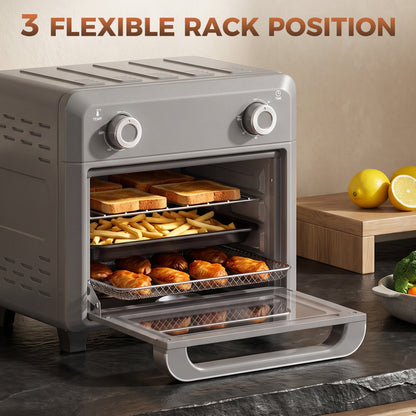 1000W 10L Air Fryer Oven with Adjustable Temperature and 60-Minute Timer - Grey
