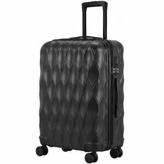 24Inch Suitcase Hard Shell Checked Luggage with TSA Lock, Black