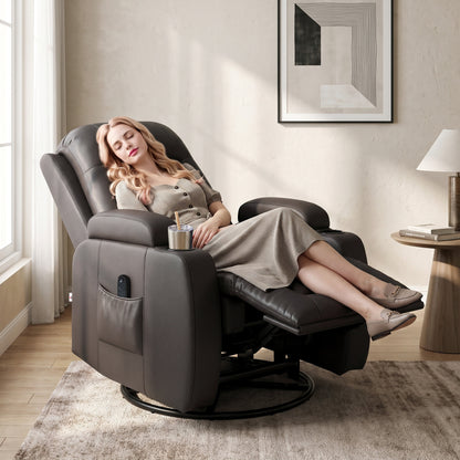 Massage Recliner Chair with 8 Vibration & Heat, Dark Brown