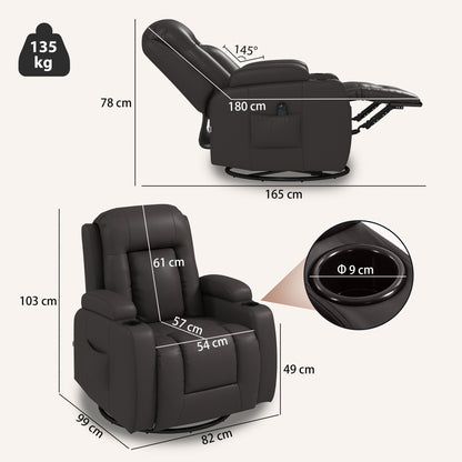 Massage Recliner Chair with 8 Vibration & Heat, Dark Brown