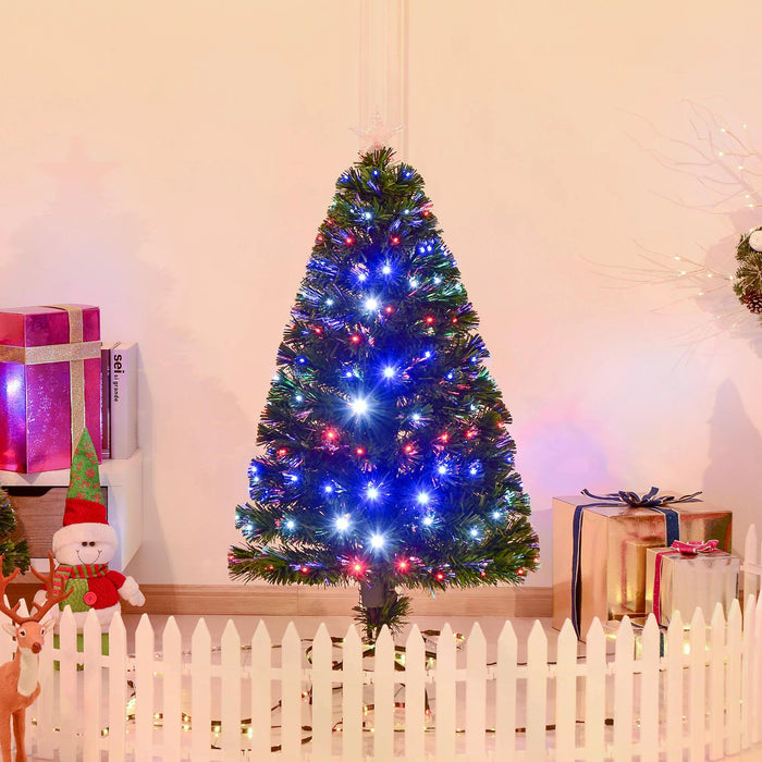 4ft Pre Lit Christmas Tree Artificial Tree with Multi-Coloured Fiber Optic LED Light(4ft (120cm))