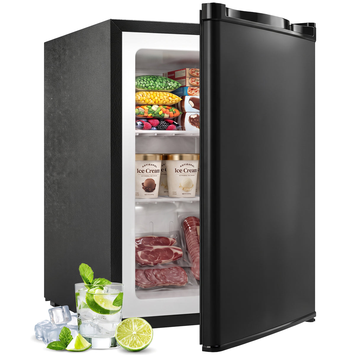 59.1L Tabletop Freezer with Reversible Door - Black